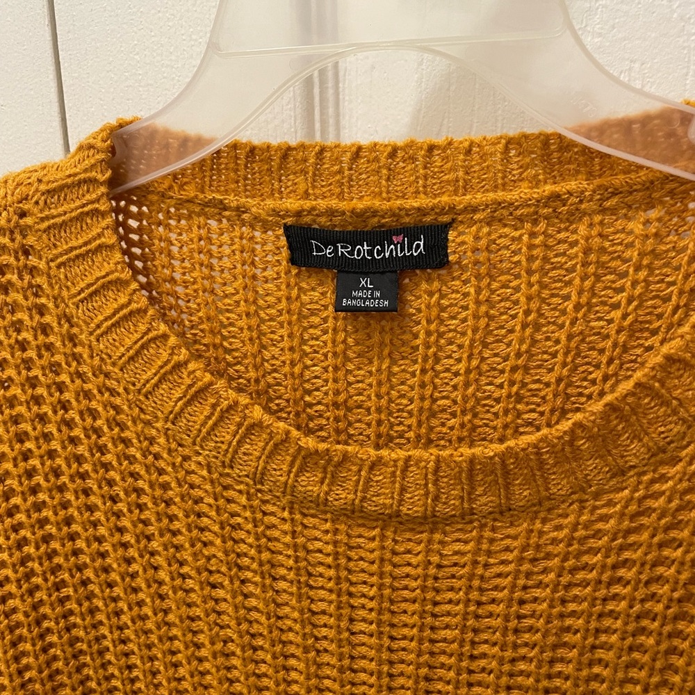 Mustard Yellow Ripped Style Sweater - Picture 2 of 4